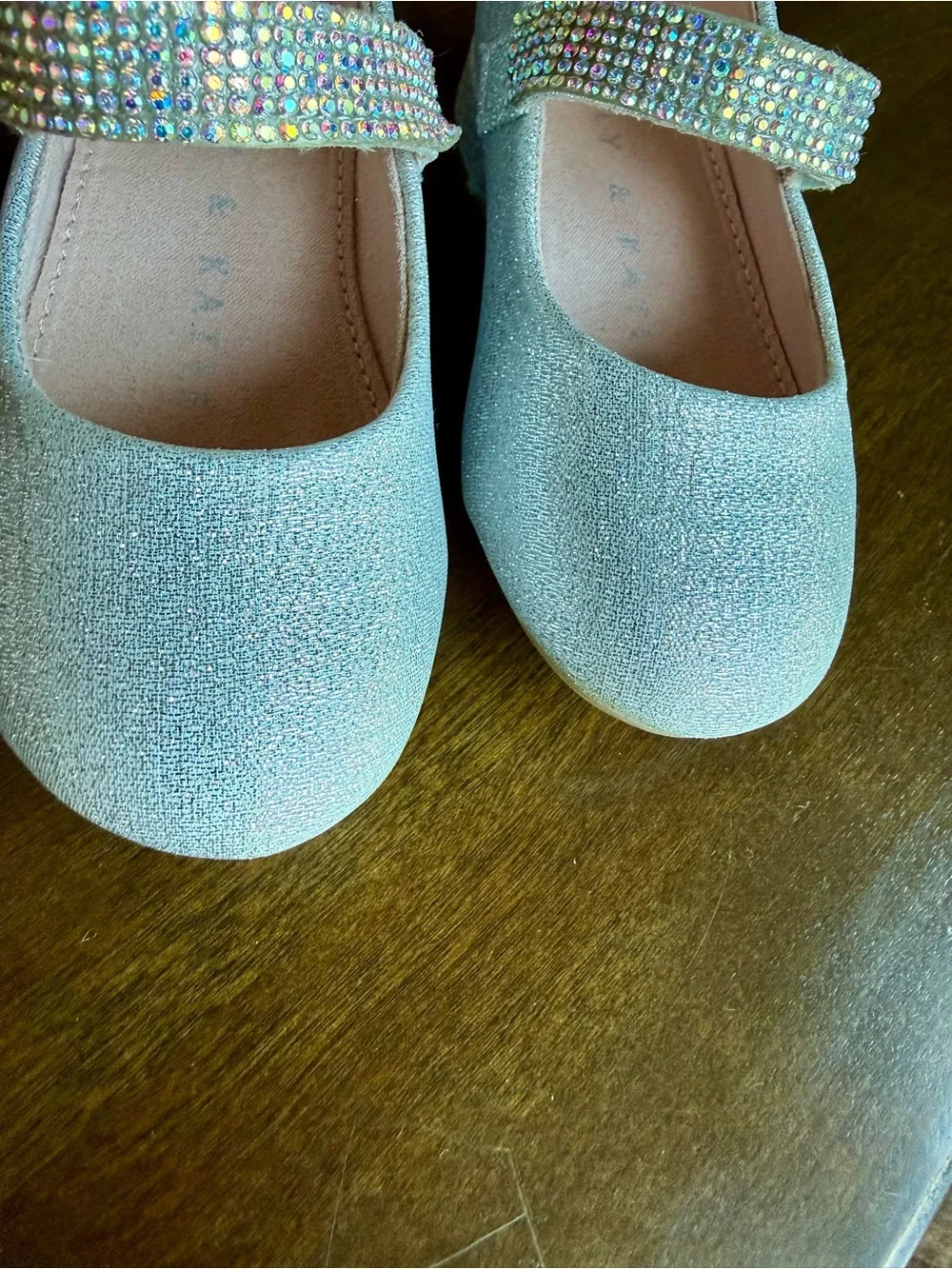 Kelly & Katie Glitter Mary Jane Shoes with Rhinestone Strap